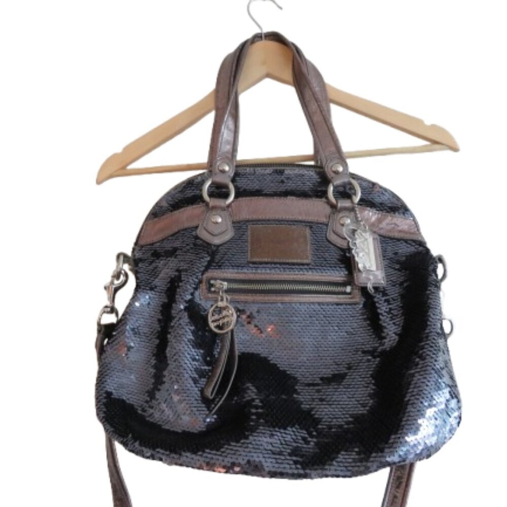 COACH Limited Edition Poppy Spotlight Sequin Metallic Top Handle Crossbody Bag